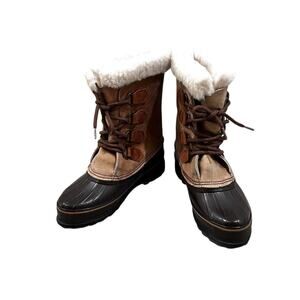 Sorel Alpine Boots Womens Size 6 Brown Leather Waterproof Snow Winter Boots